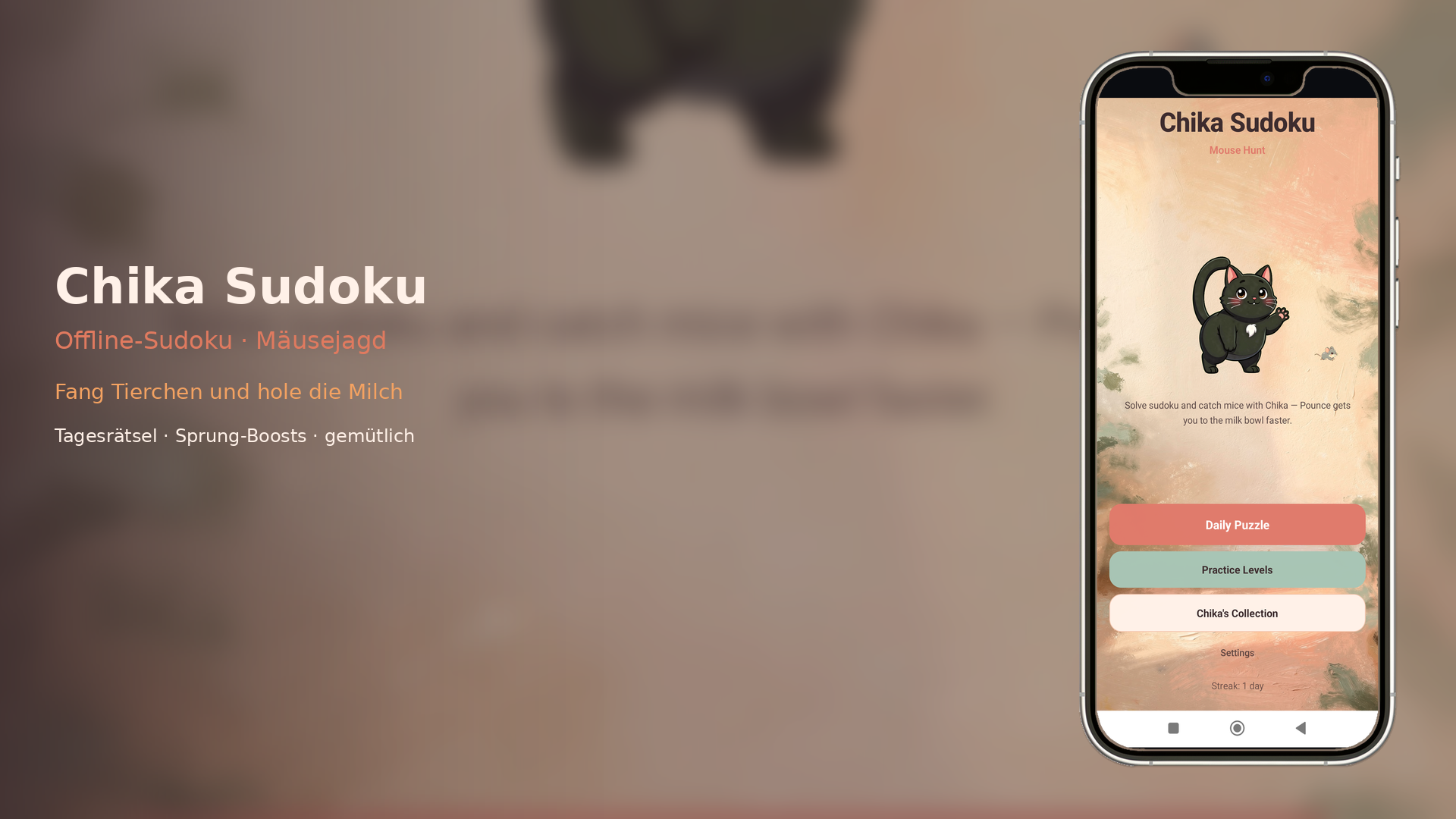 Screenshot: Chika Sudoku — gemütliche Puzzle-App