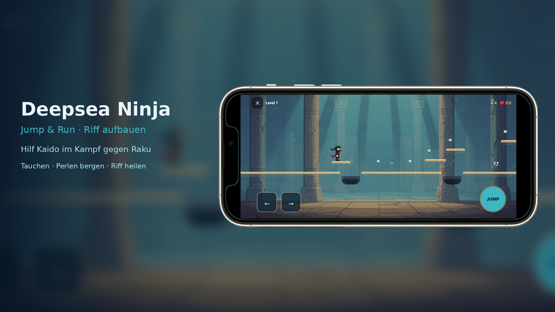 Screenshot: Deepsea Ninja — Praktikumsaufgabe App-Entwicklung