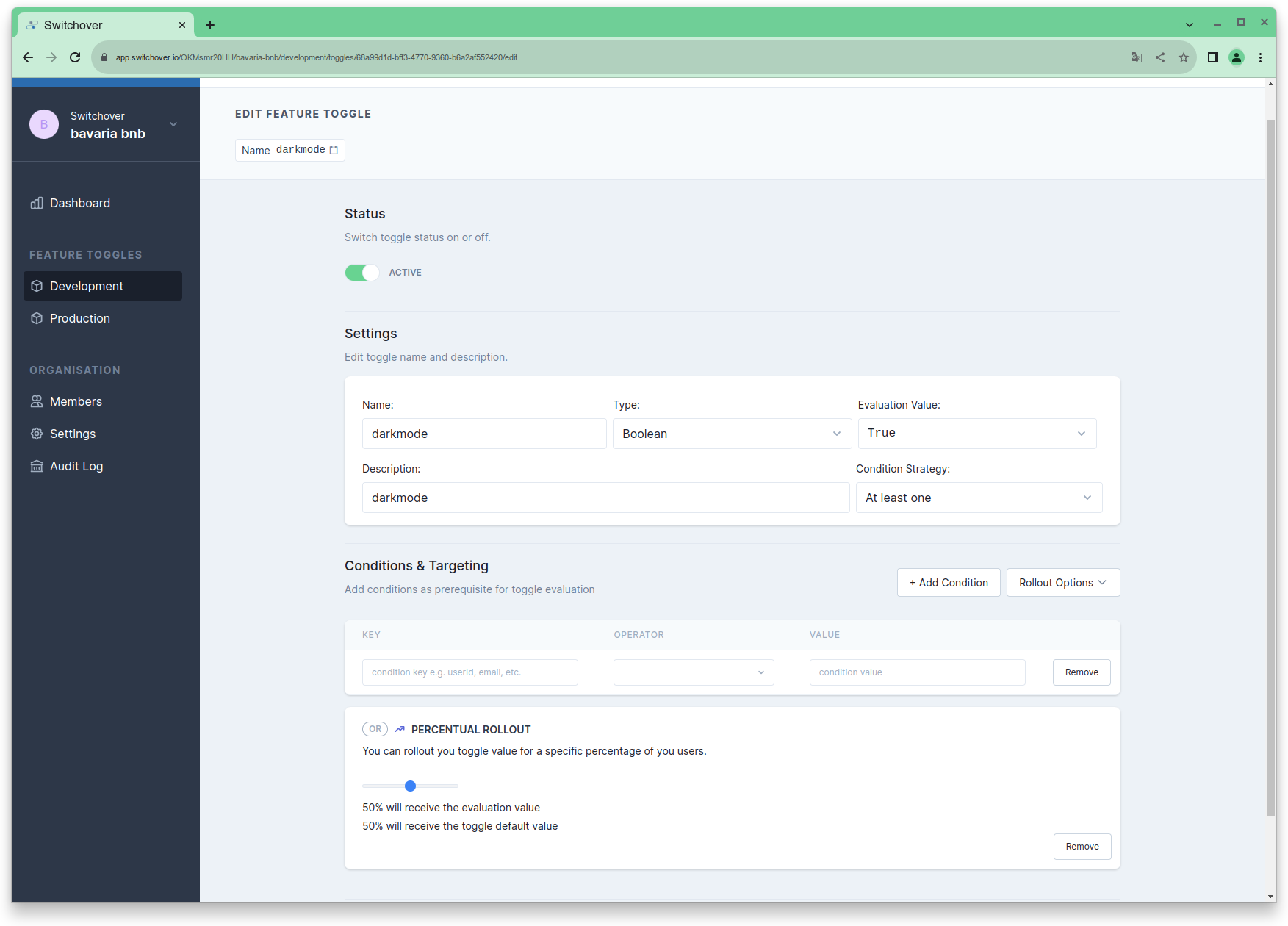 Switchover Feature Toggle Management