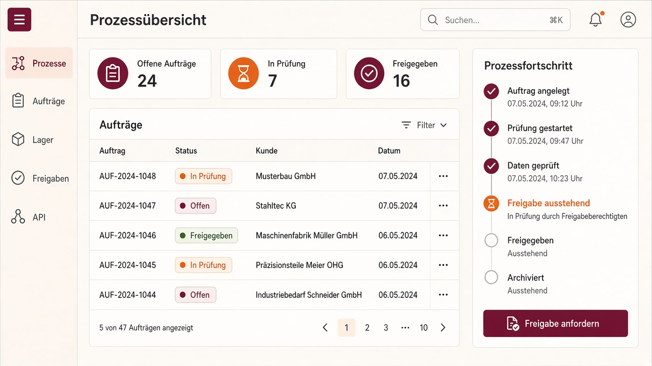 Screenshot: Web-ERP — interne Prozesse orchestrieren